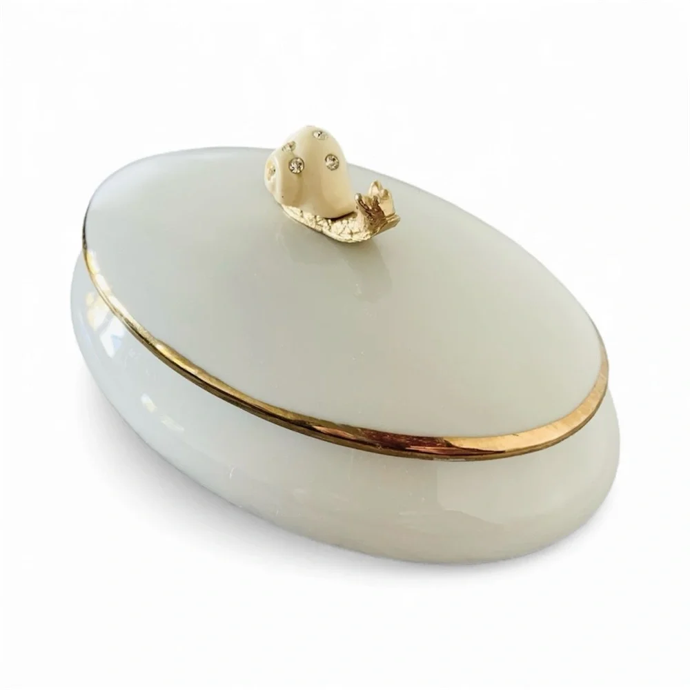 Oval porcelain trinket dish - Picture 1 of 9